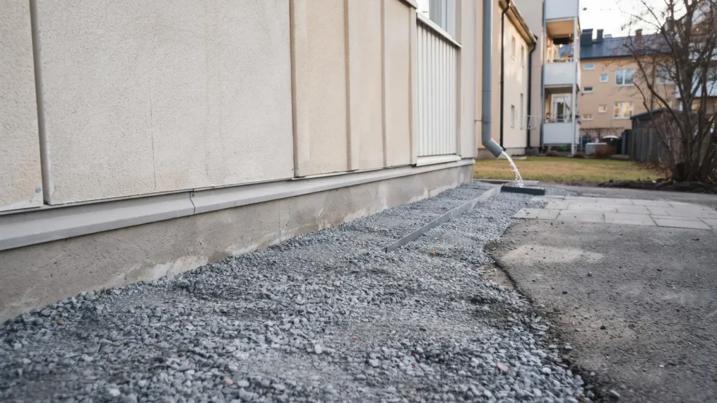 tg rd f r regnvattenst nk mot fasad i sundbyberg stockholm